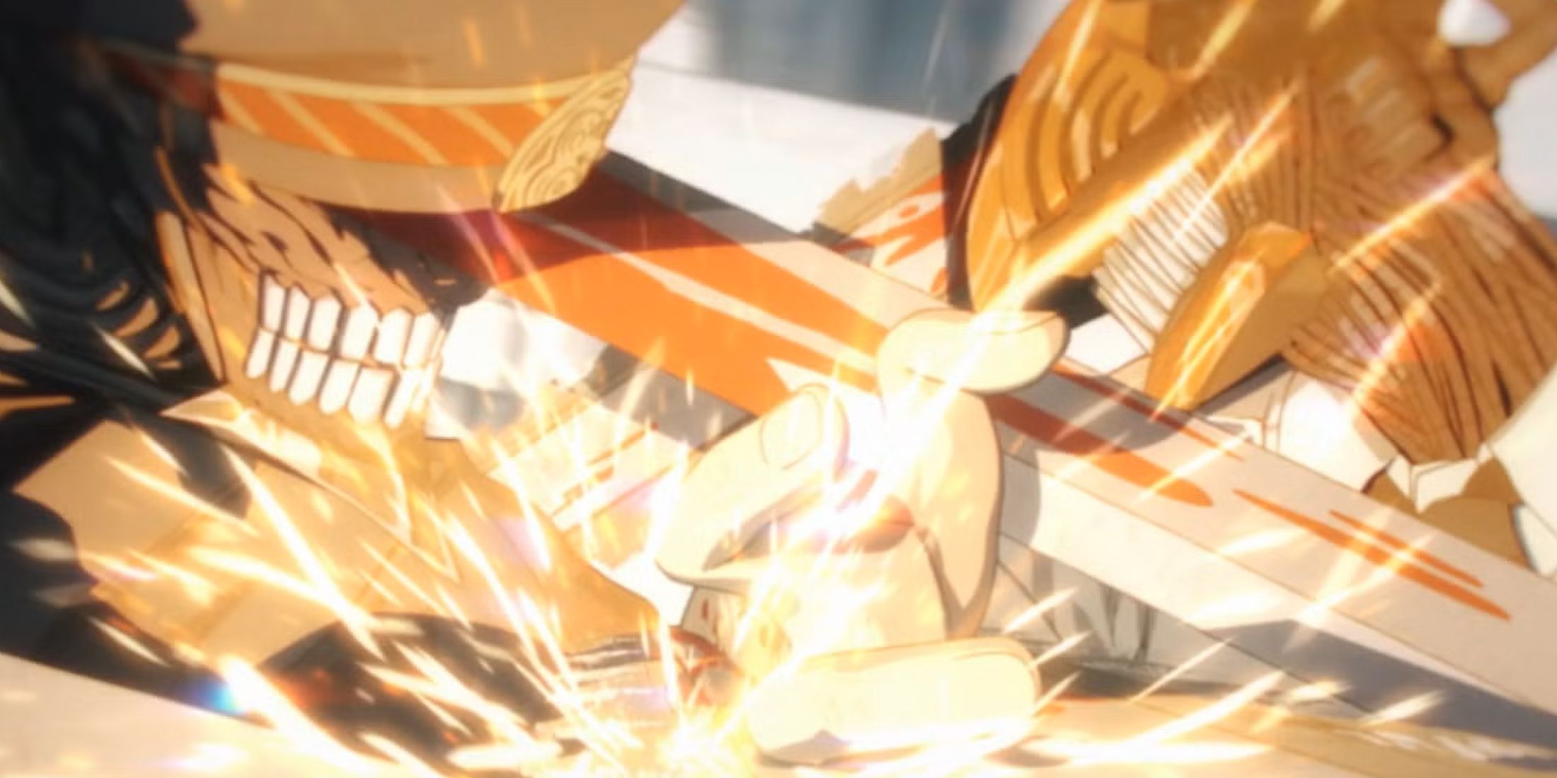 Denji fights Katana Man, causing their weapons to clash.
