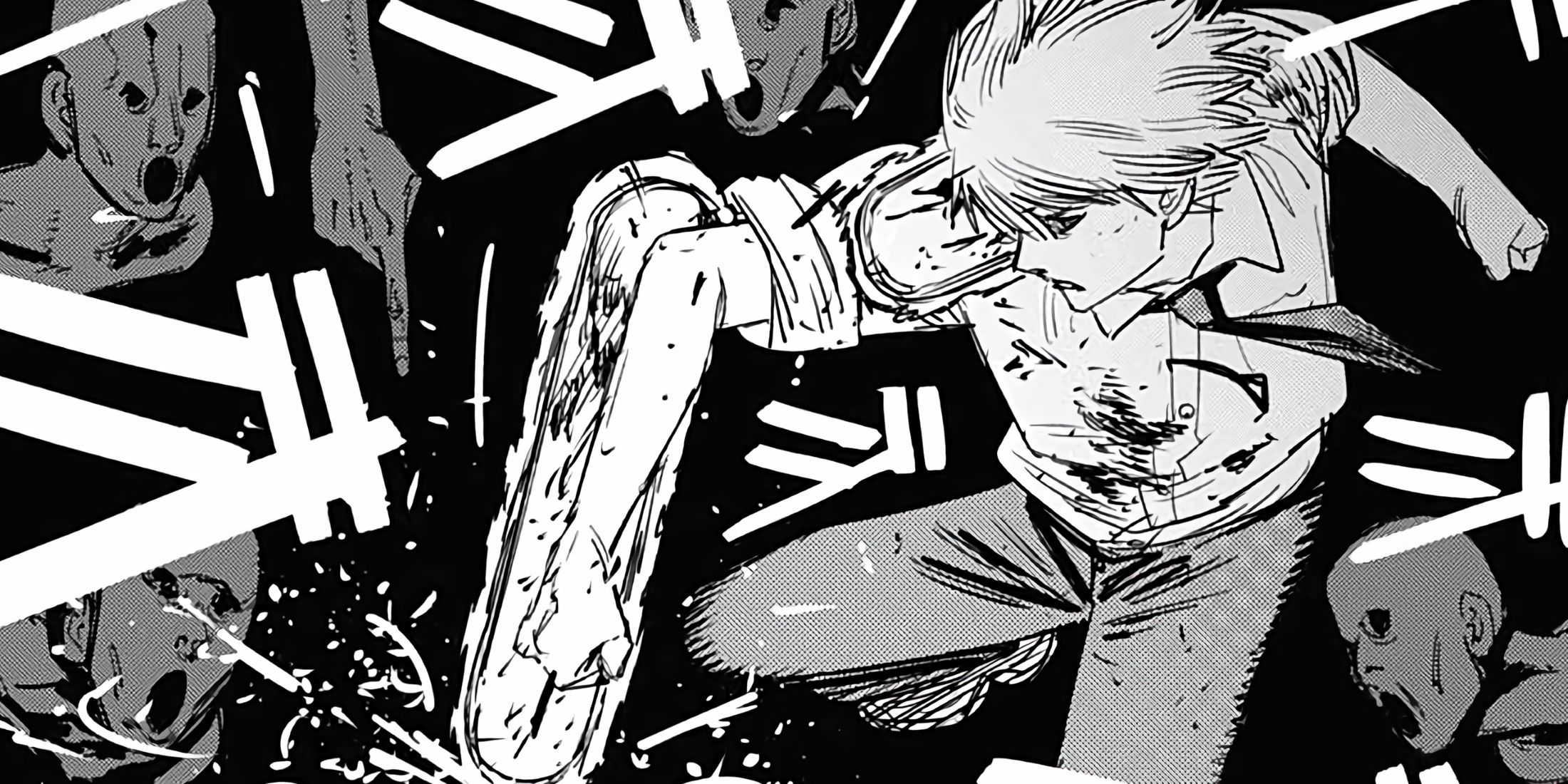 Denji fights the Darkness Devil while trapped inside Hell.