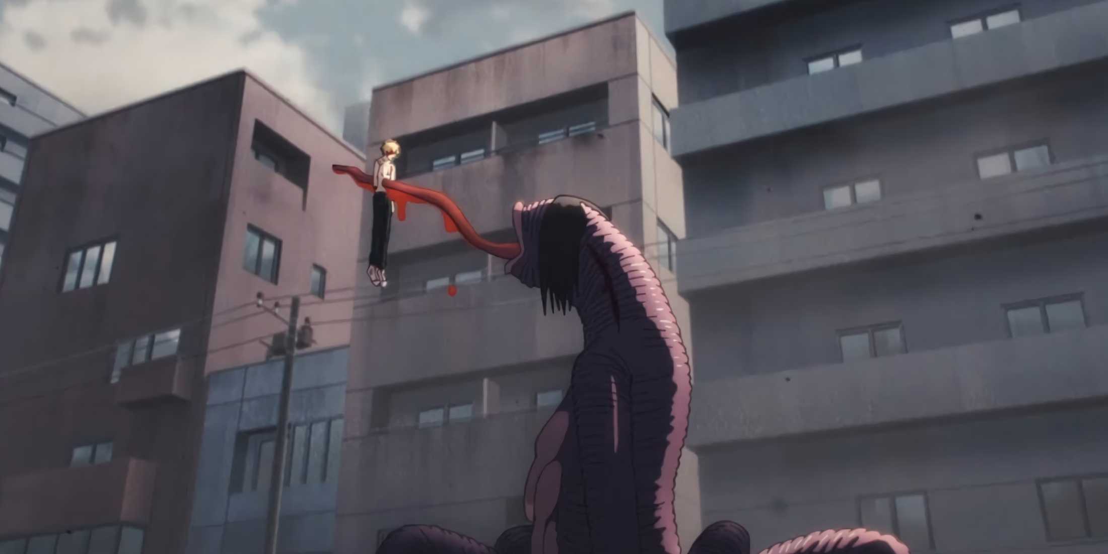 Denji is stabbed by the Leech Devil.