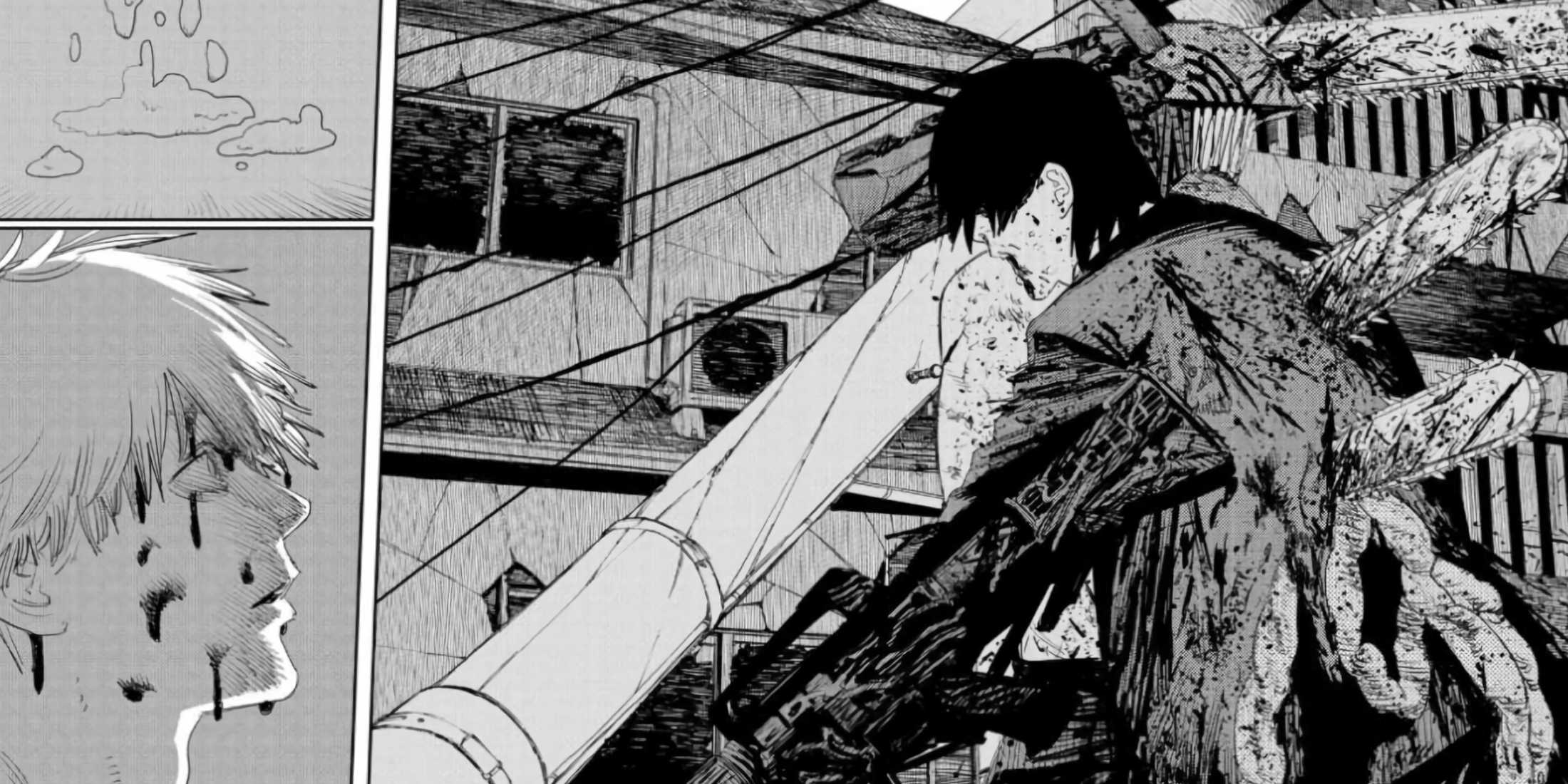 Denji kills Aki looking broken for what he has done.