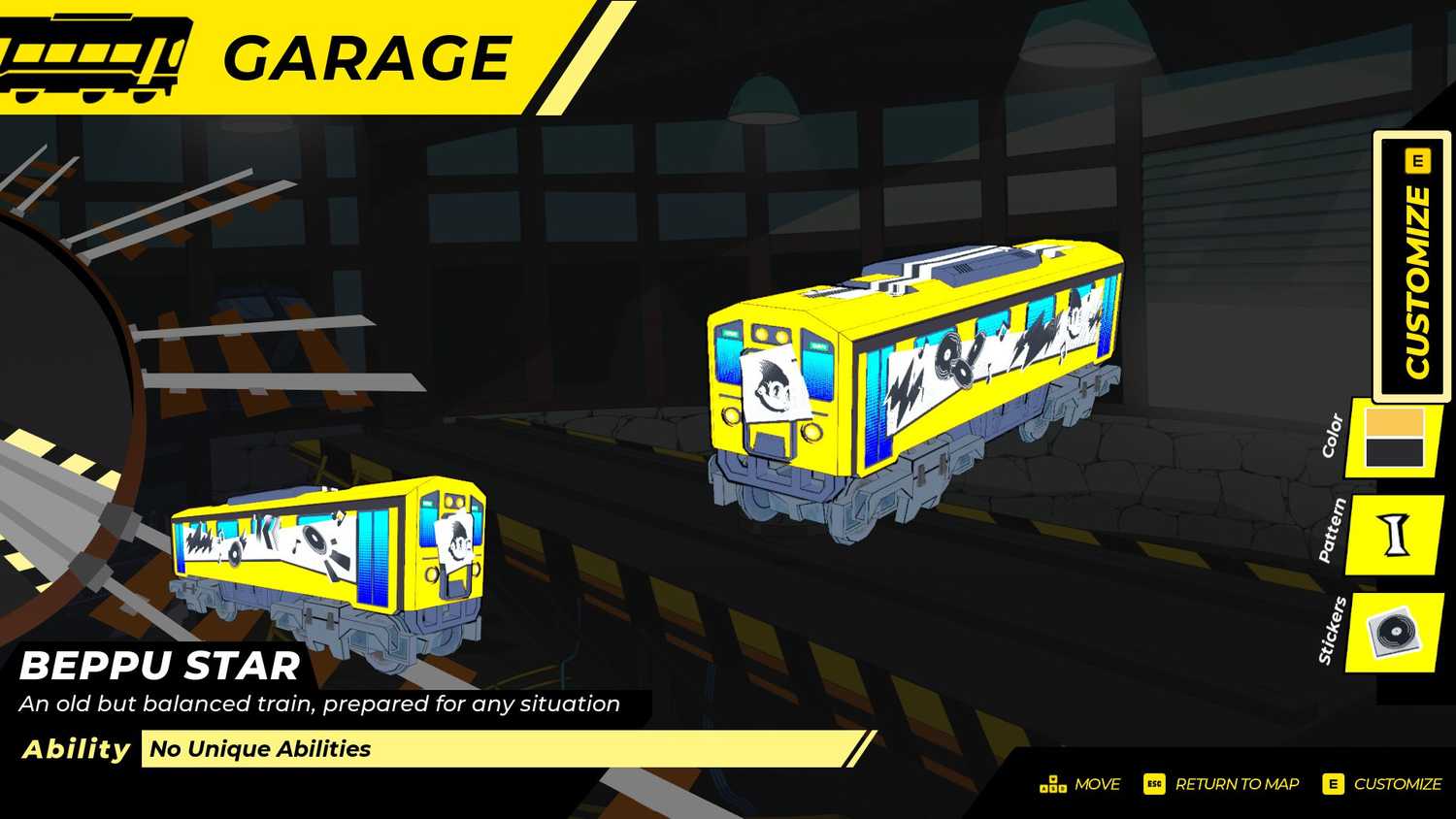 The Customize input in the garage in Denshattack.