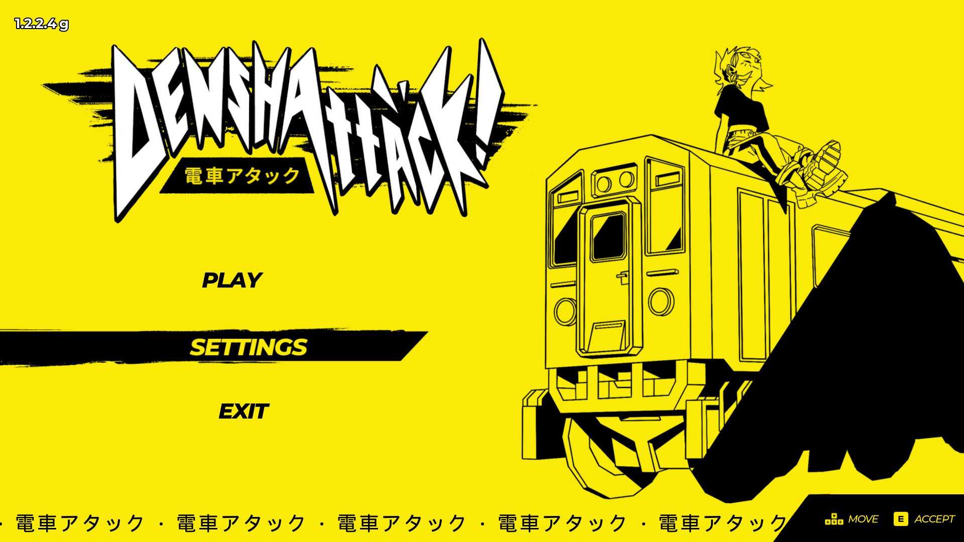 Selecting Settings on the Denshattack main menu.