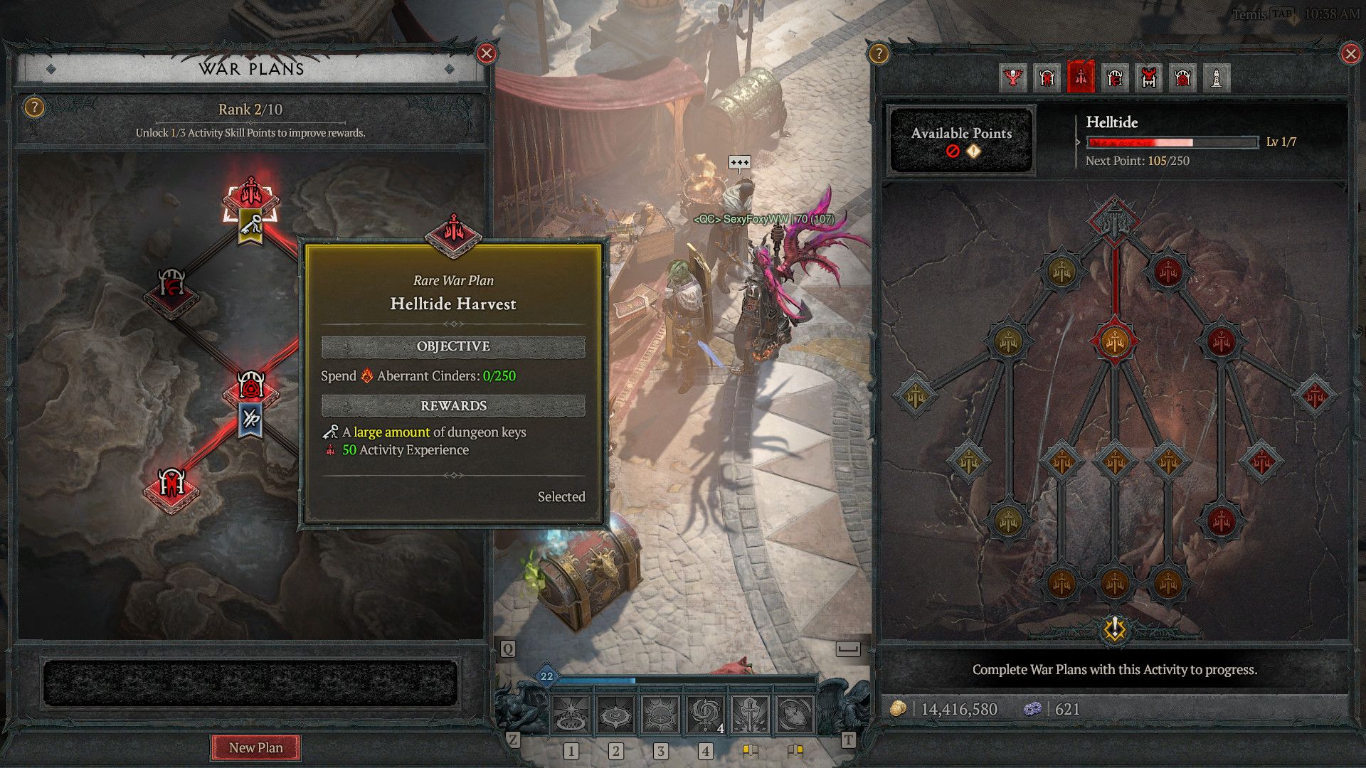 The War Plan Activities Tree in Diablo 4 Season 14.