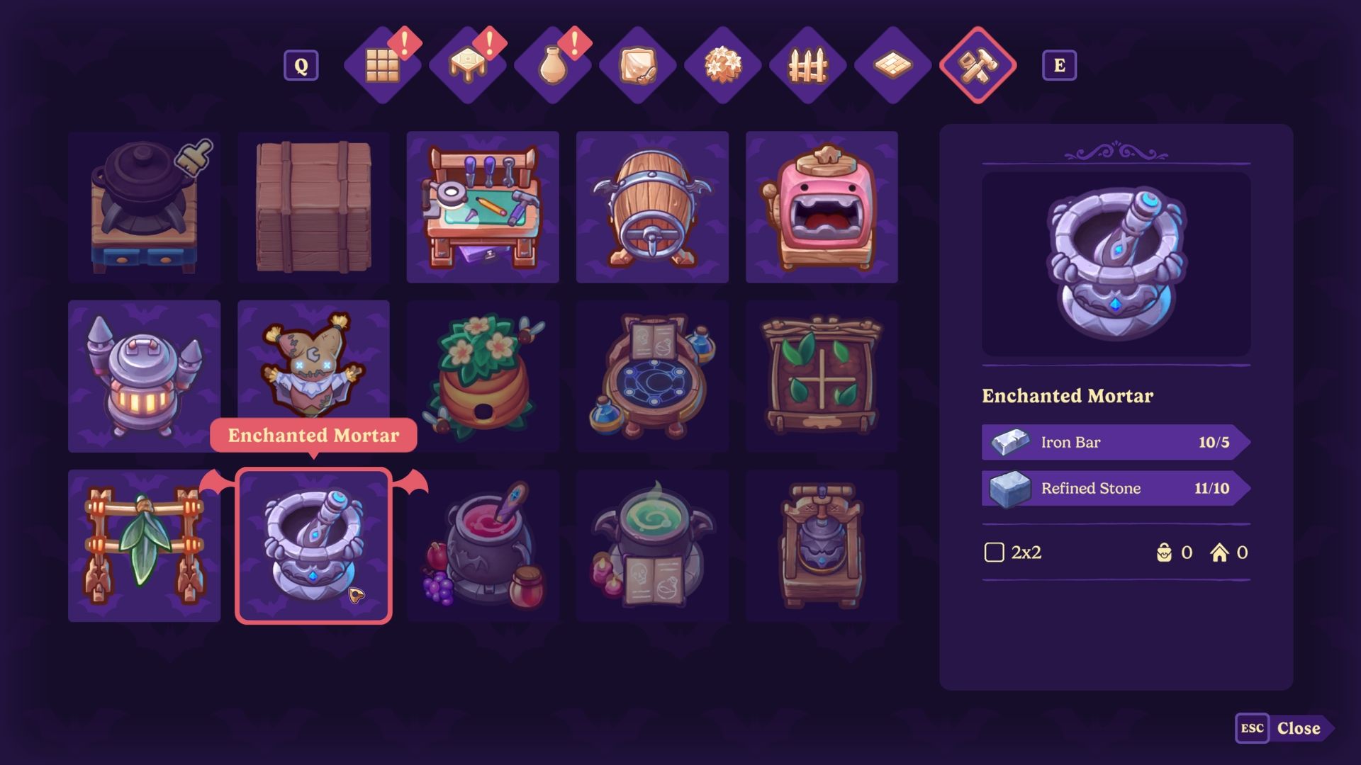 enchanted mortar recipe moonlight peaks