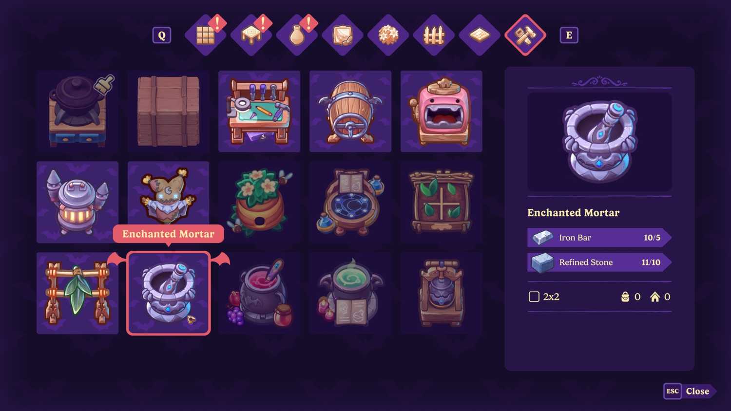 enchanted mortar recipe moonlight peaks