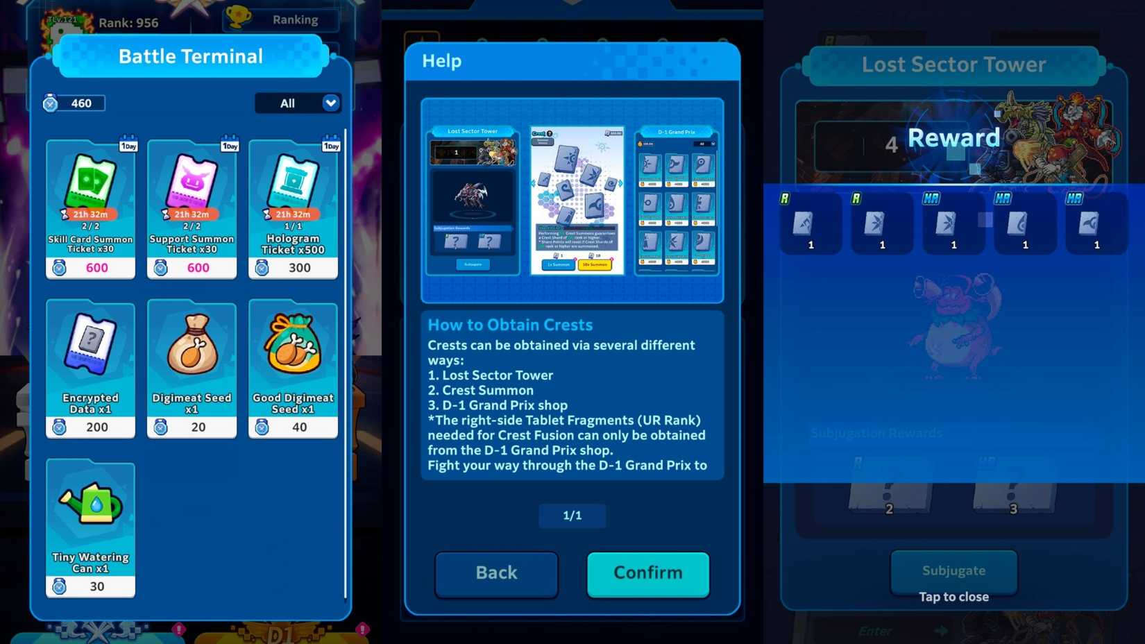 Encrypted Data to summon Crests Digimon UP