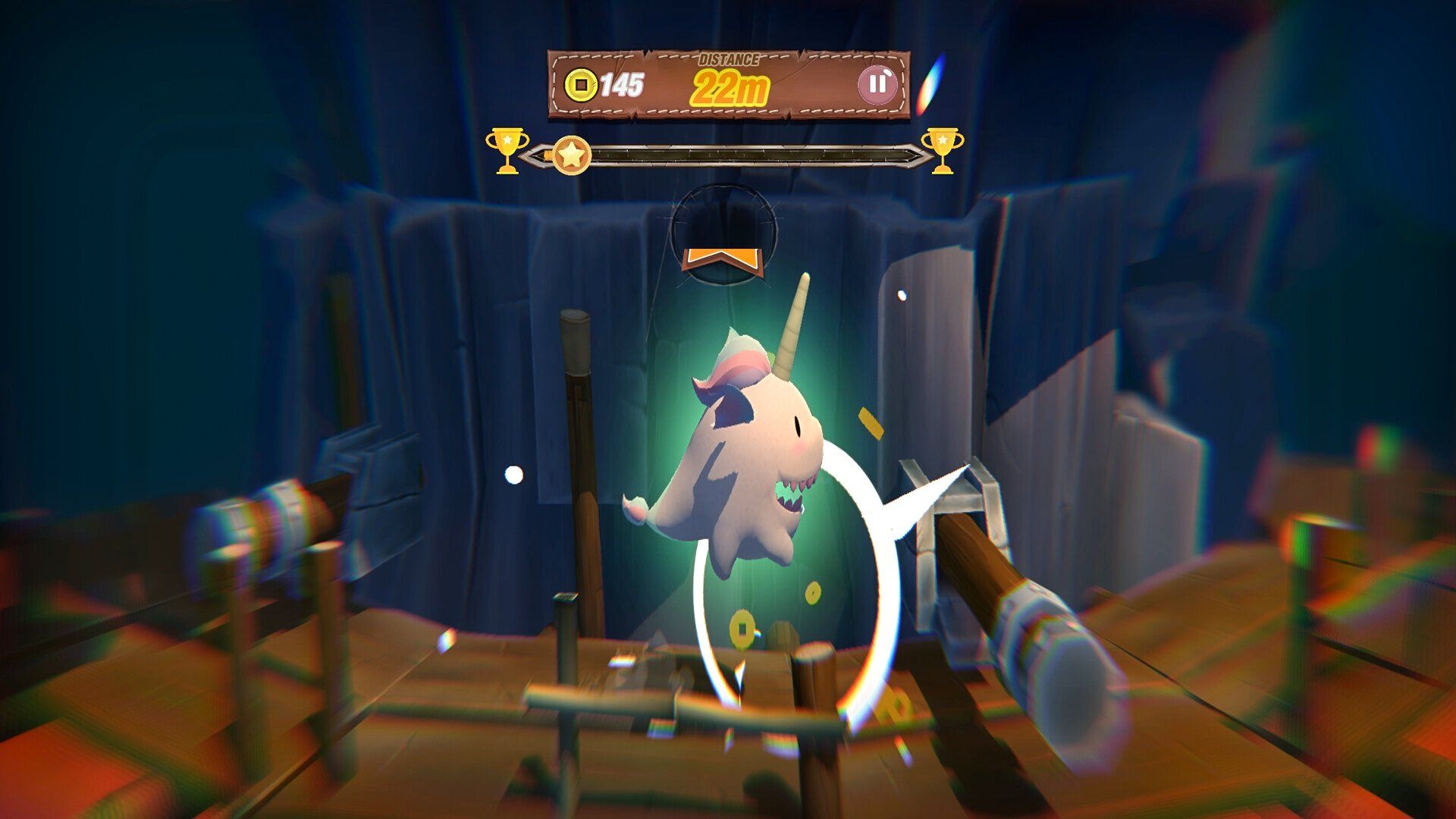 norush tower edition unicorn character jumping over obstacles.