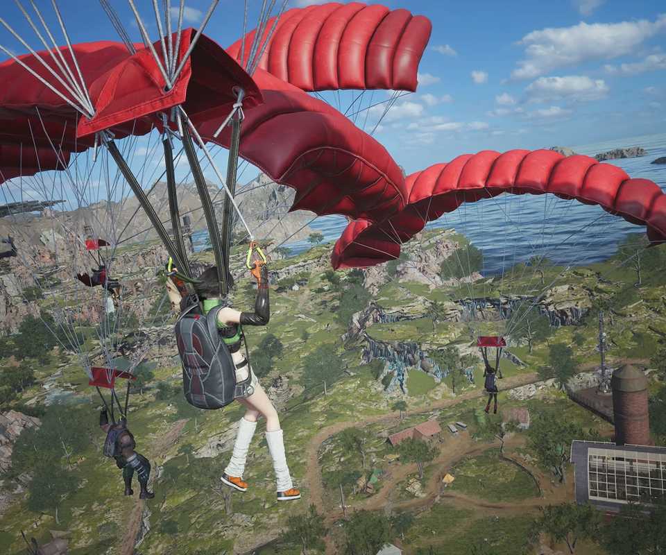 Final Fantasy 7 Revelation parachutes