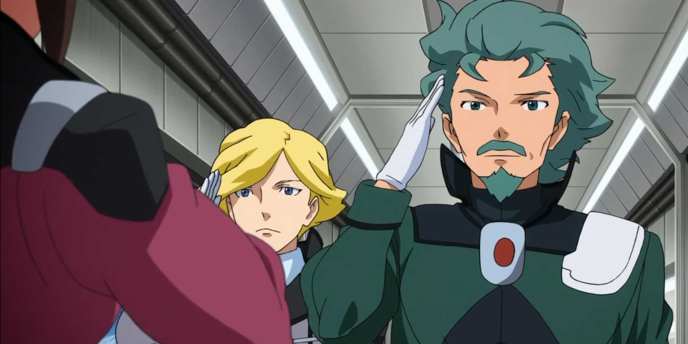 Flit returning from a mission and saluting his superior officers.