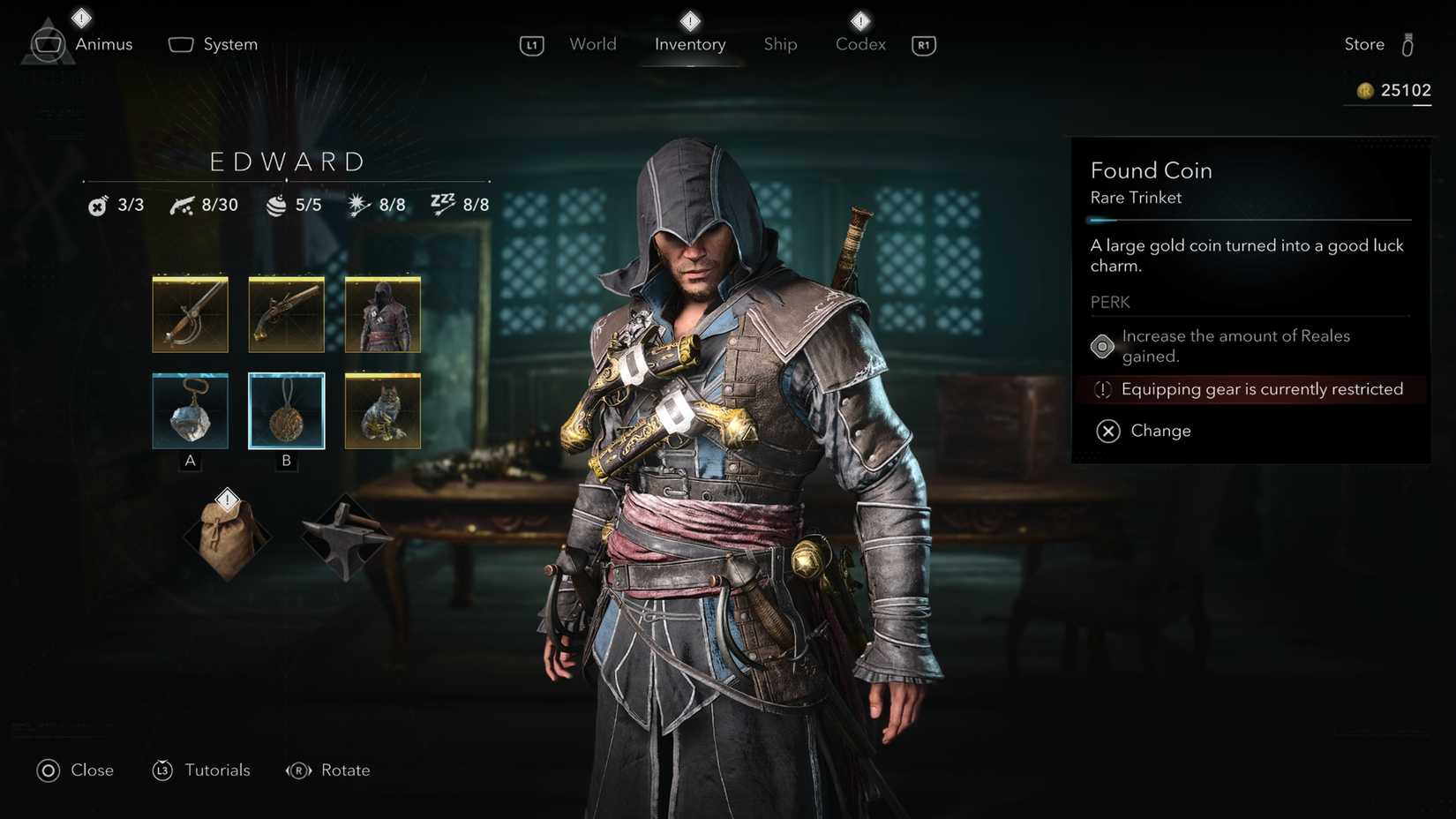 Found Coin Trinket AC Black Flag Resynced
