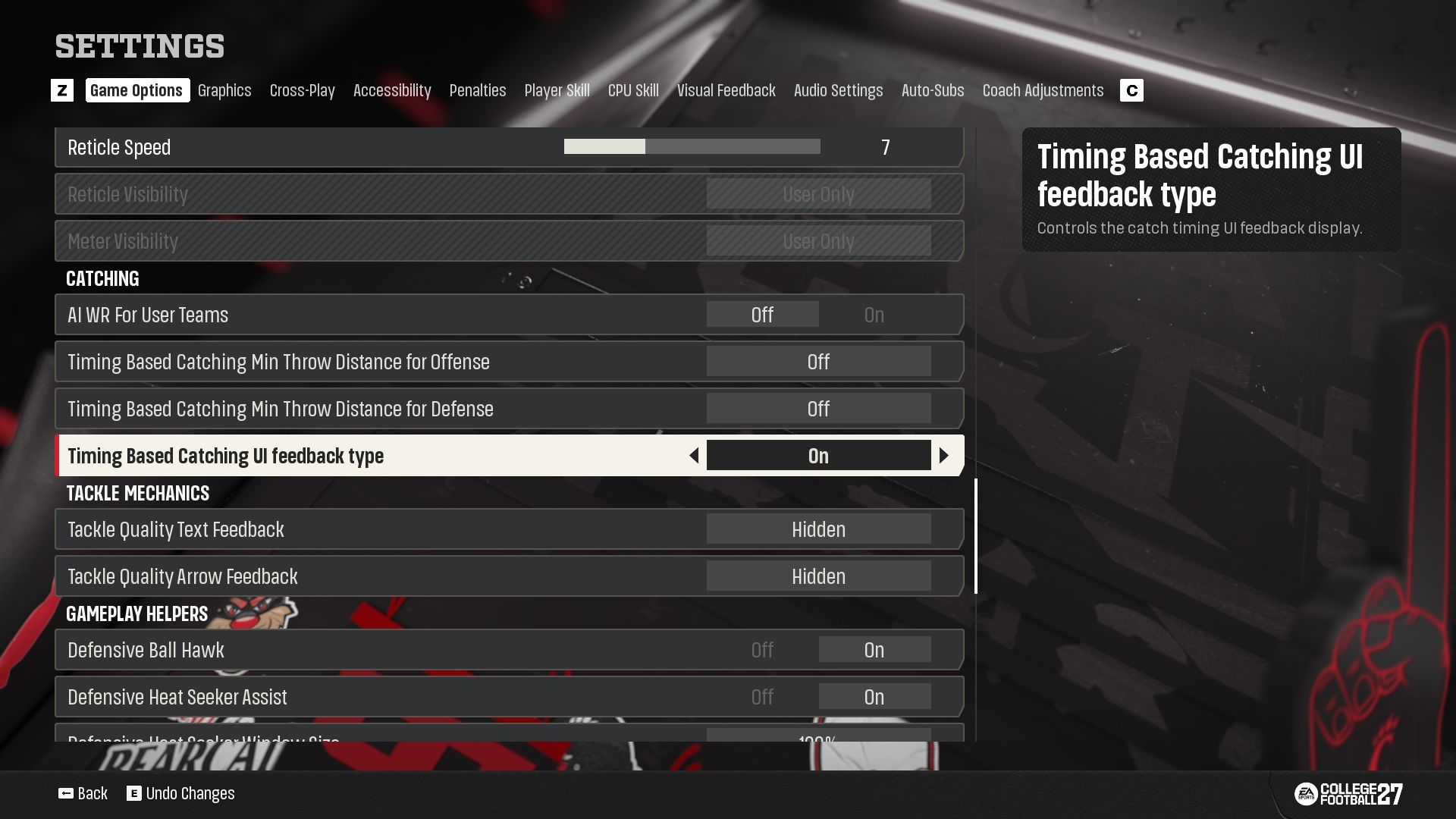 General Settings 2 - College Football 27