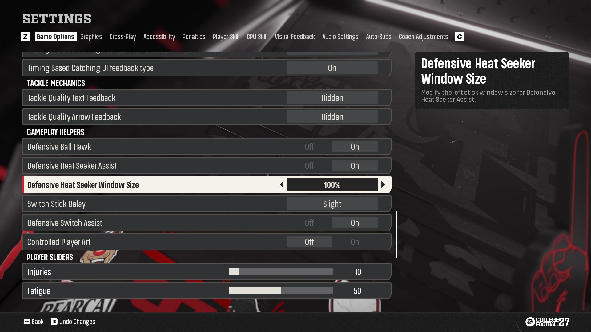 General Settings - College Football 27