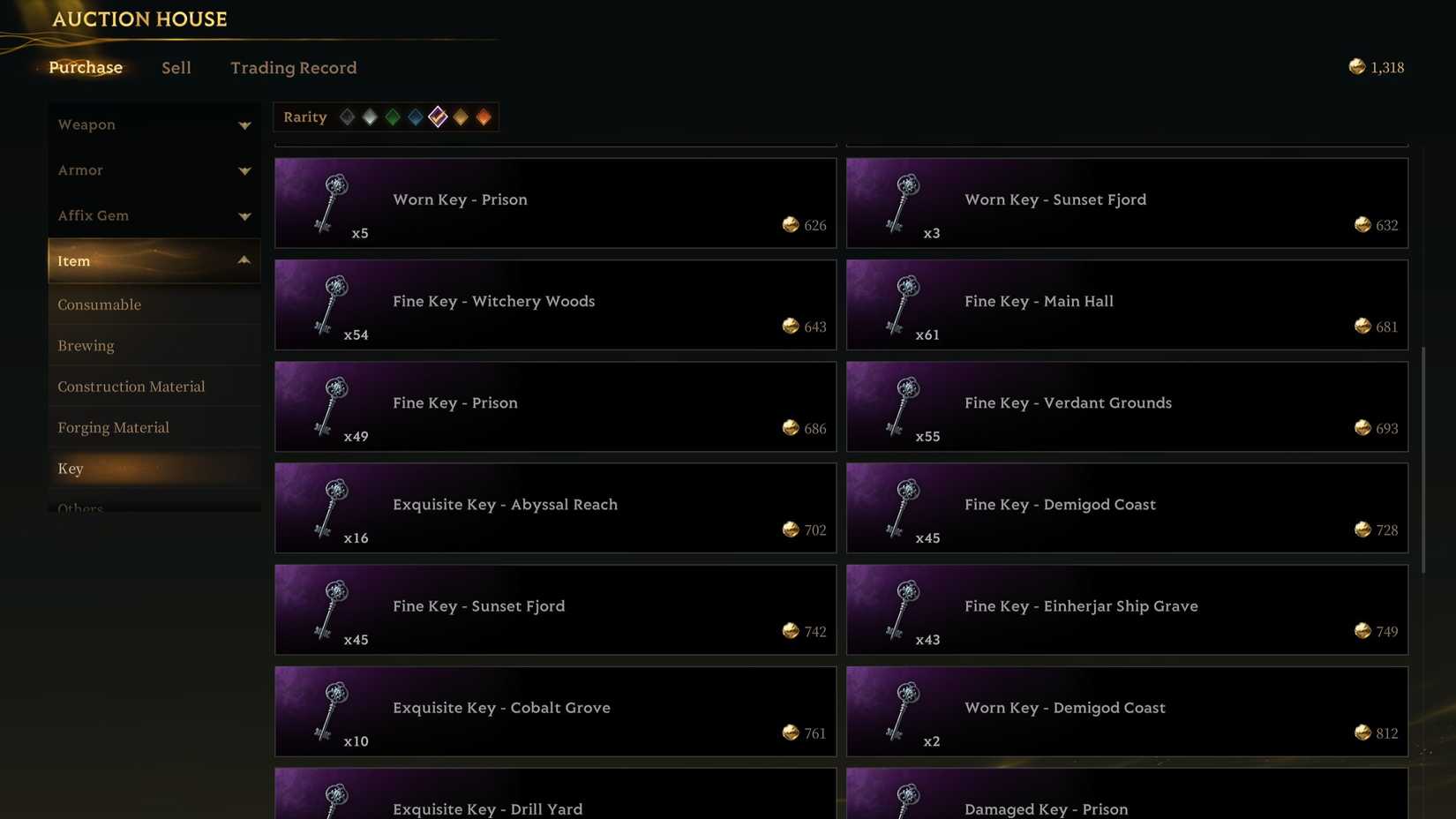 Get Loot Room Keys from Auction House Mistfall Hunter