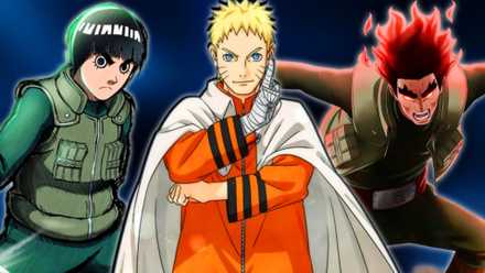 There is an image of Naruto Uzumaki, the god of Taijutus, next to Rock Lee and the Might guy.
