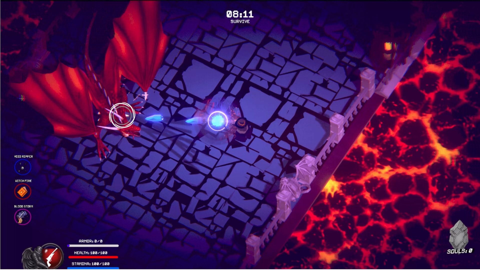 grit the dark world player fighting a dragon.