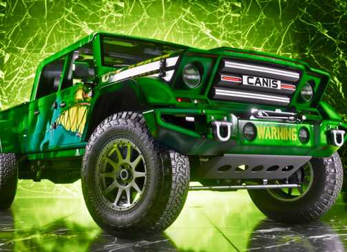 Bright green Canis off-road vehicle in GTA 6 promotional artwork