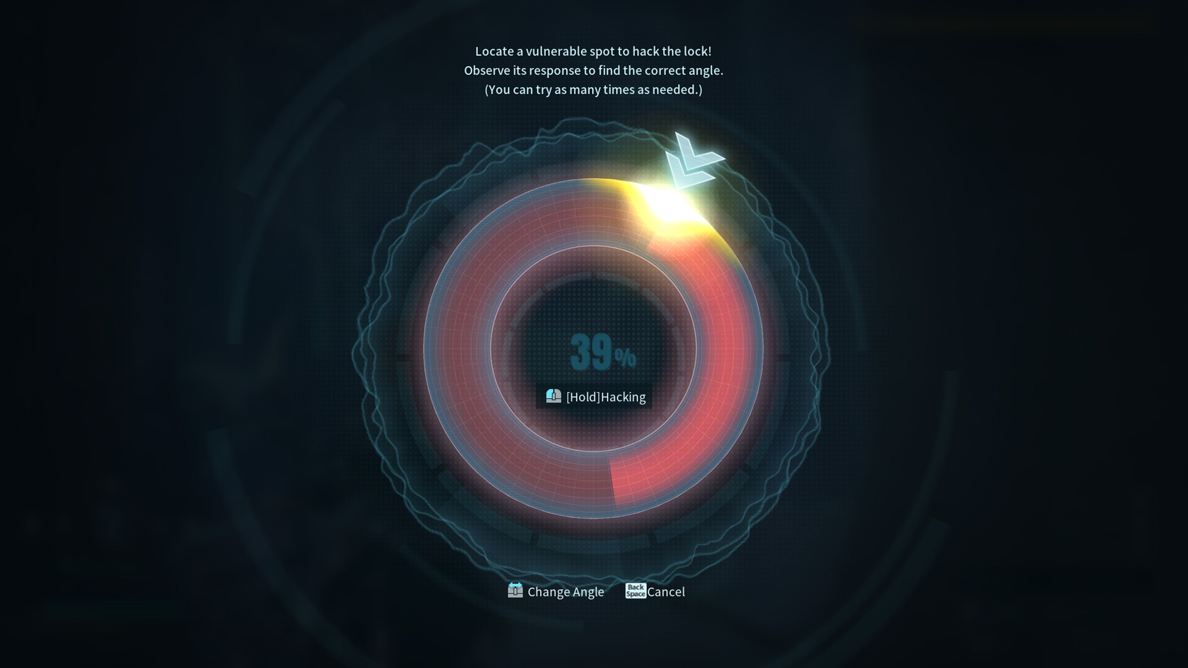 The percentage feedback in the vulnerable spot challenge