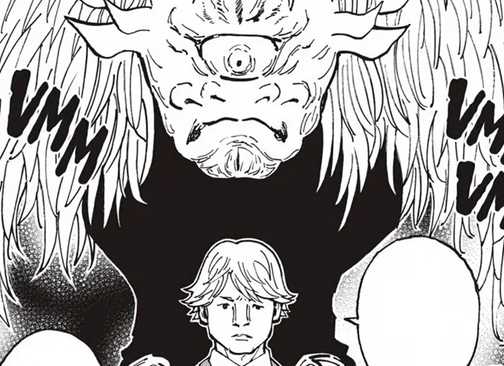 Halkenburg's Beast looming over as he speaks to his men.