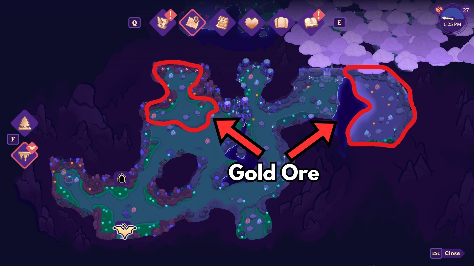 how to get gold ore in moonlight peaks cave of echoes