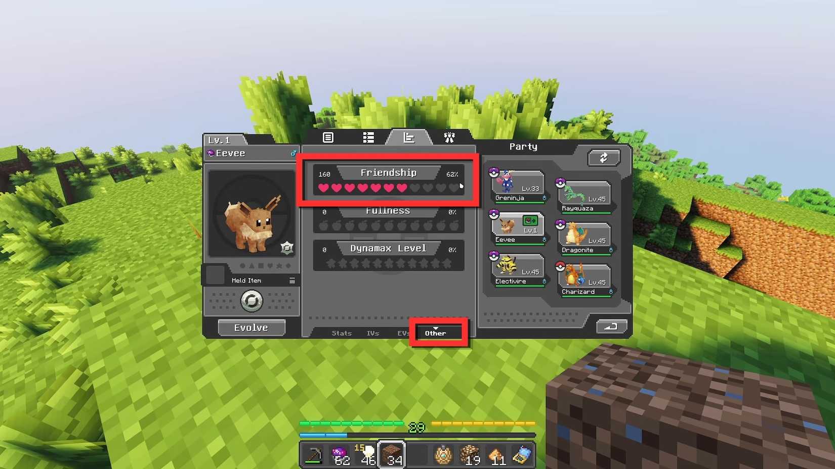 how to increase eevee friendship in cobblemon