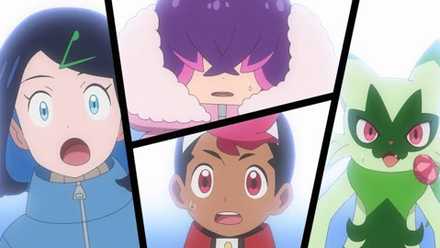 Pokemon Horizons characters shocked by something