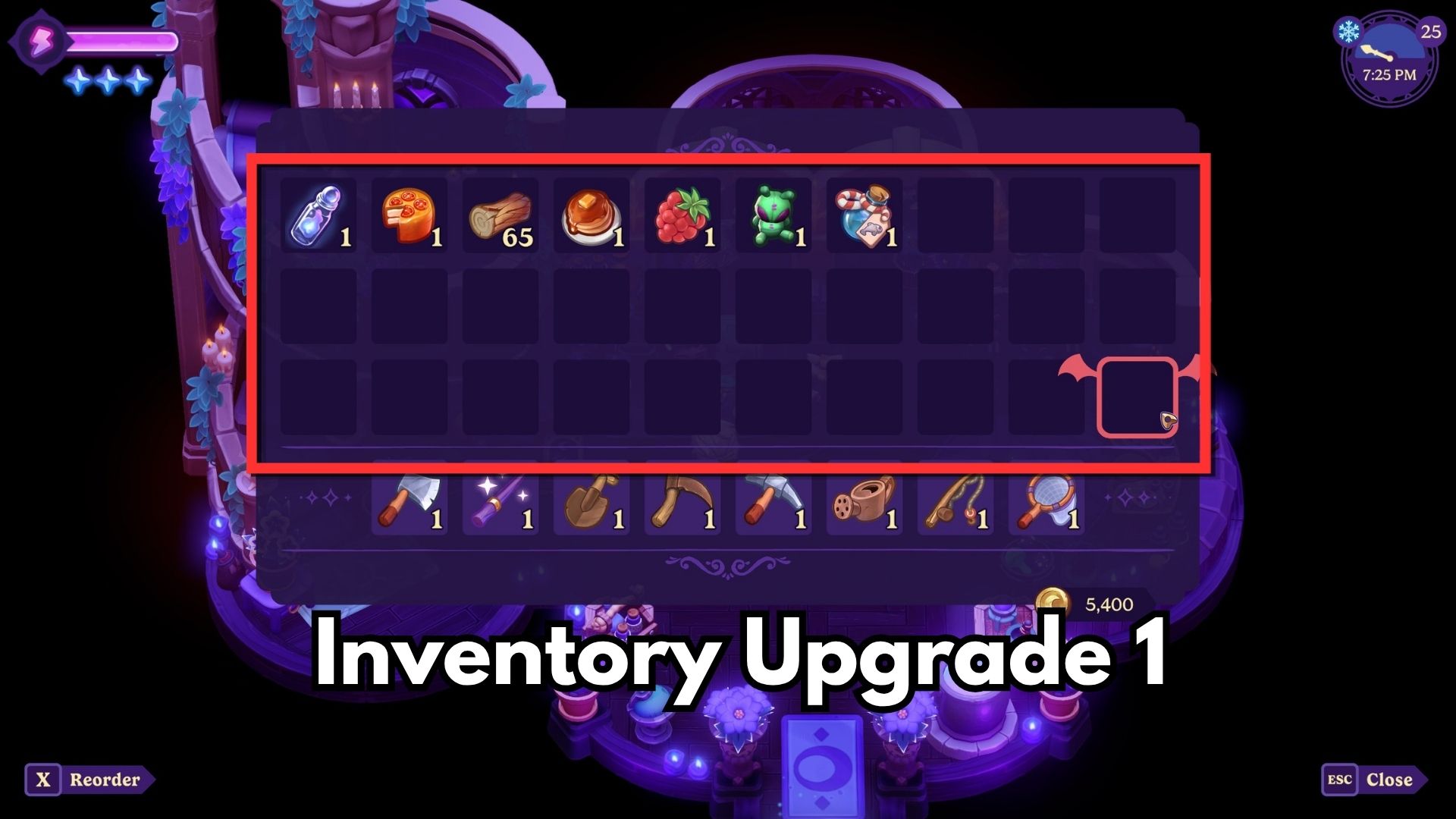 inventory ugprade in moonlight peaks