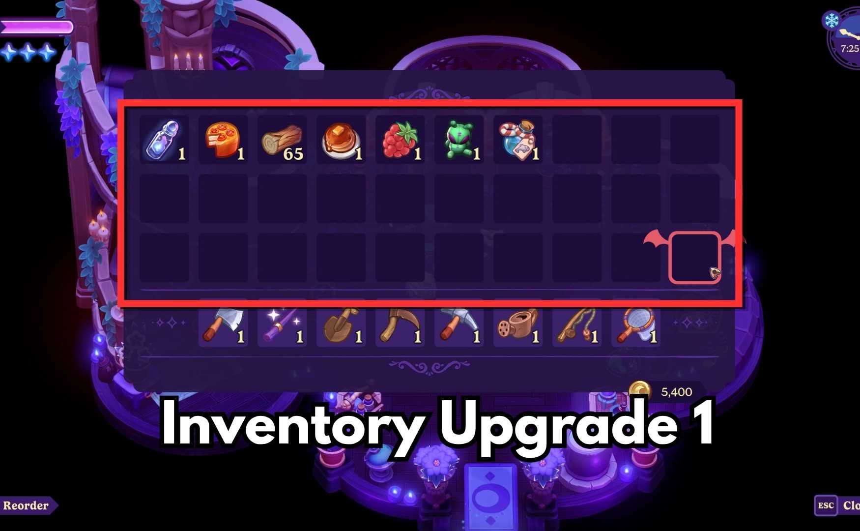 inventory ugprade in moonlight peaks