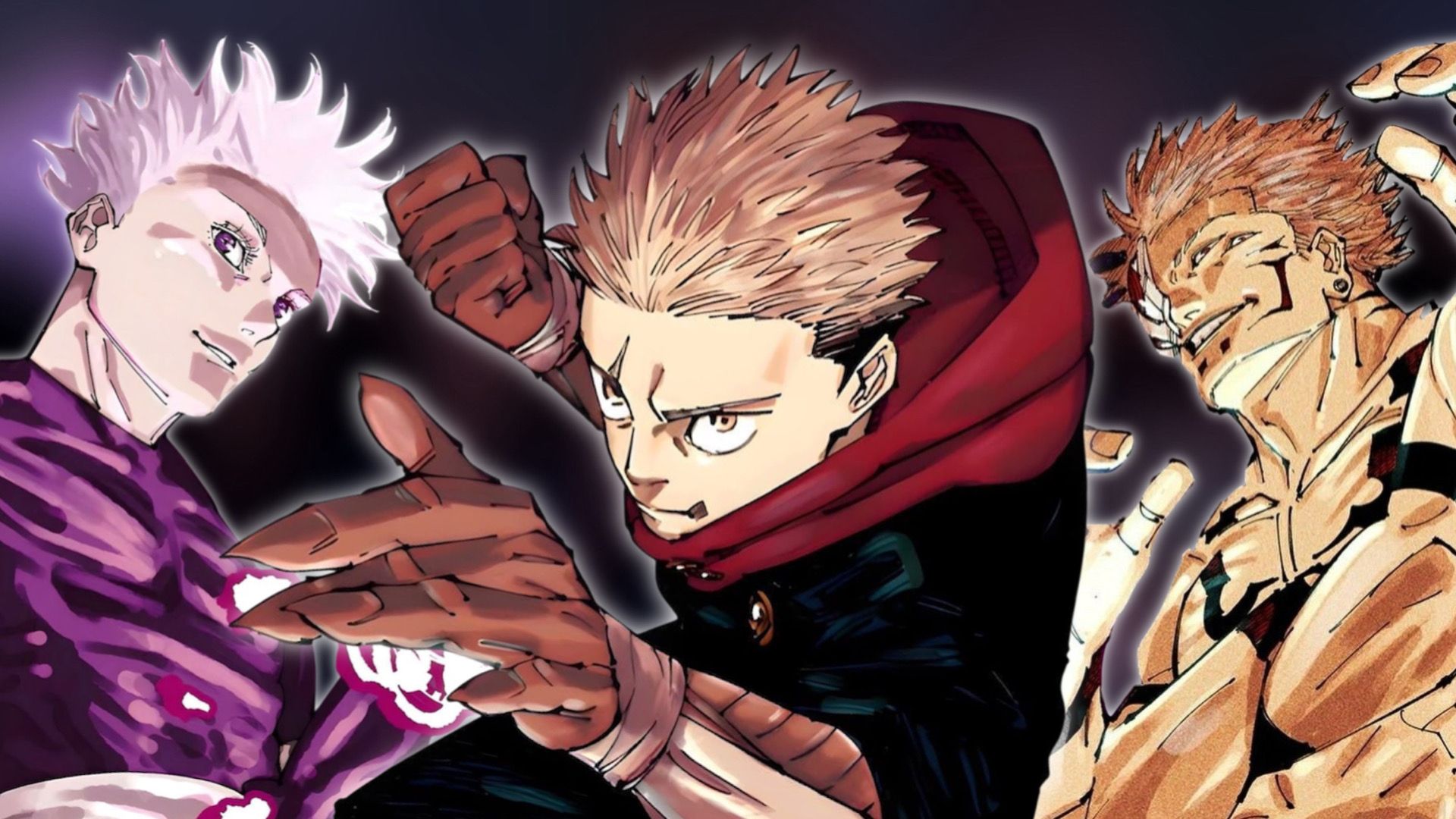 Image of Gojo, Yuji, and Sukuna