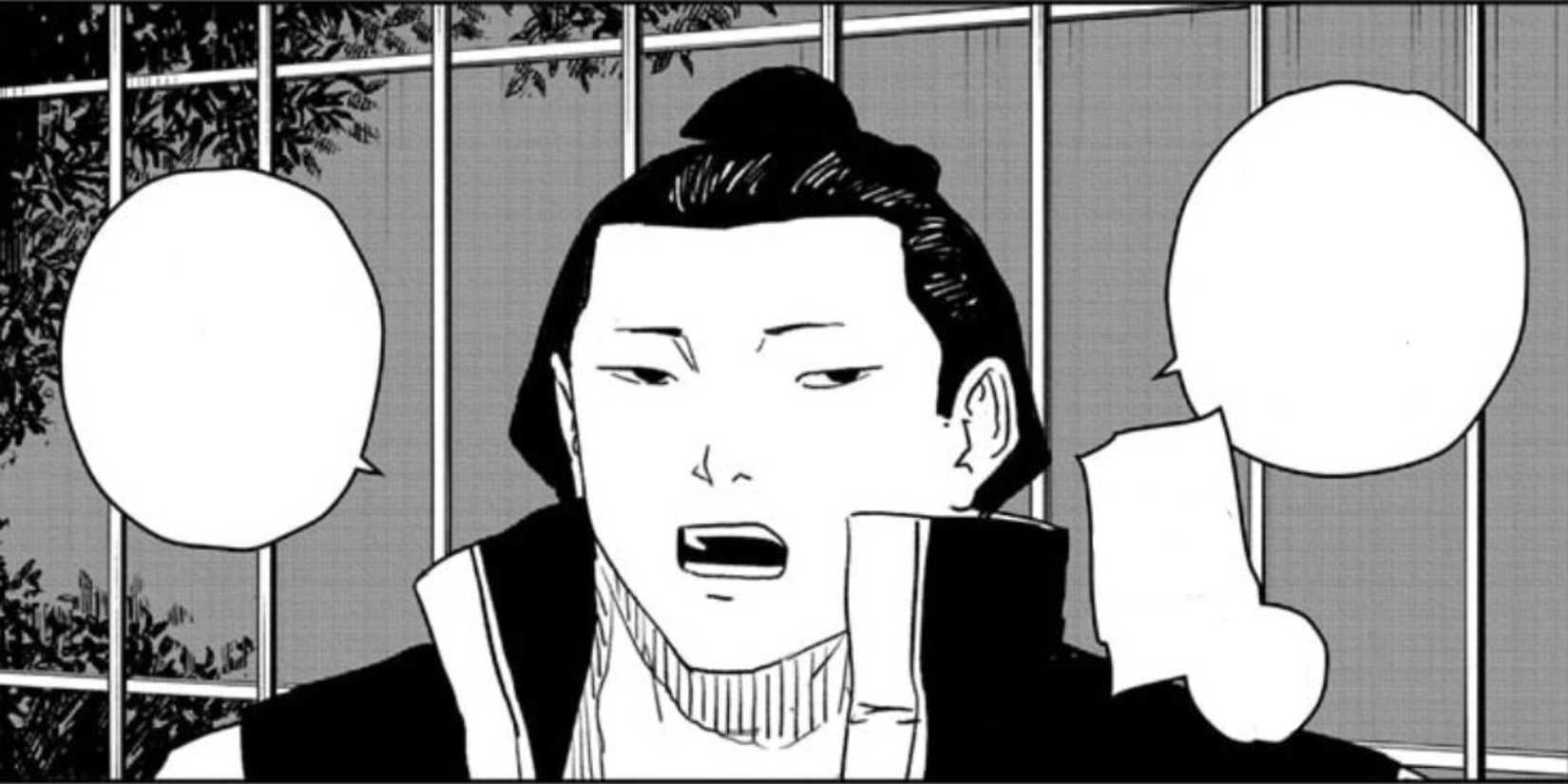 Kagurabachi upper body of Tafuku Mihara is seen in manga chapter 20