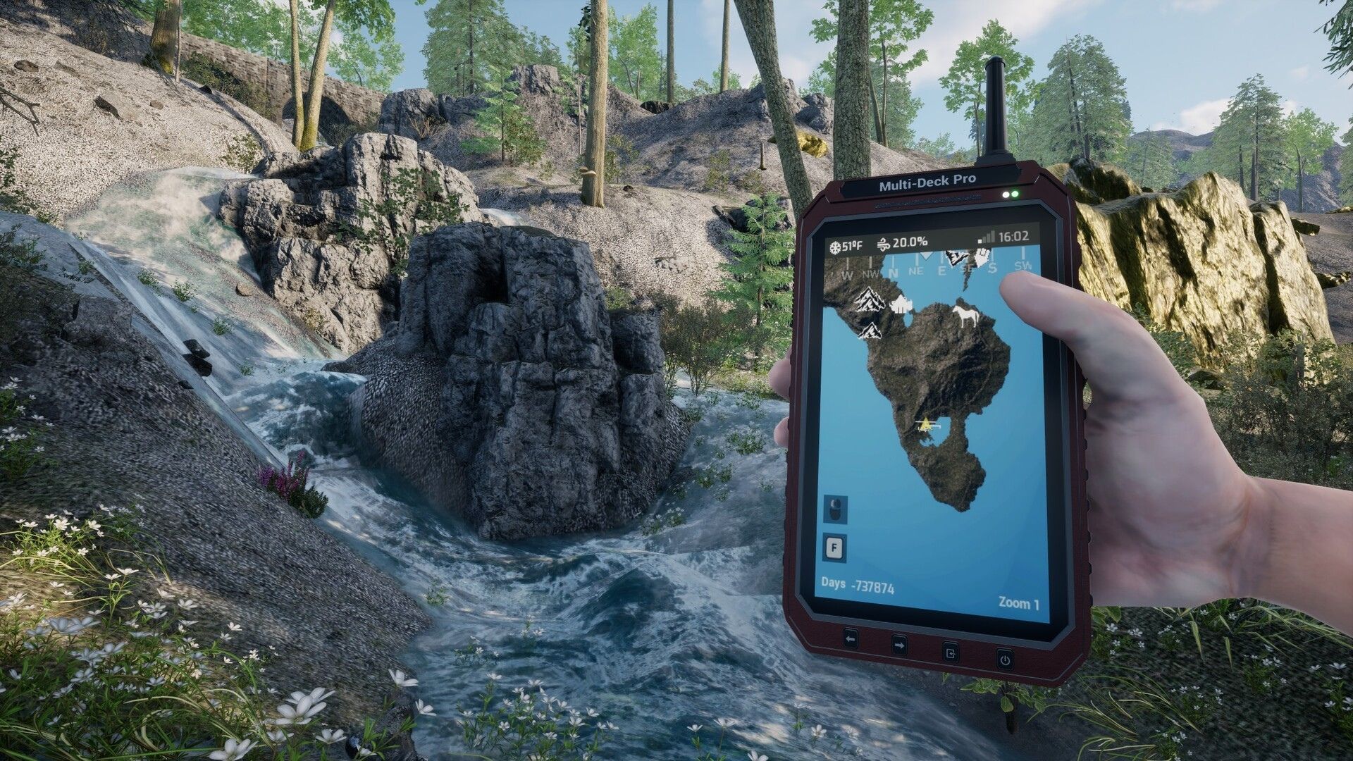 keepup survival player using the gps device to navigate.