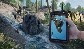 keepup survival player using the gps device to navigate.