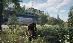 keepup survival player sneaking into an abandoned hanger.
