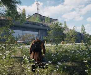 keepup survival player sneaking into an abandoned hanger.