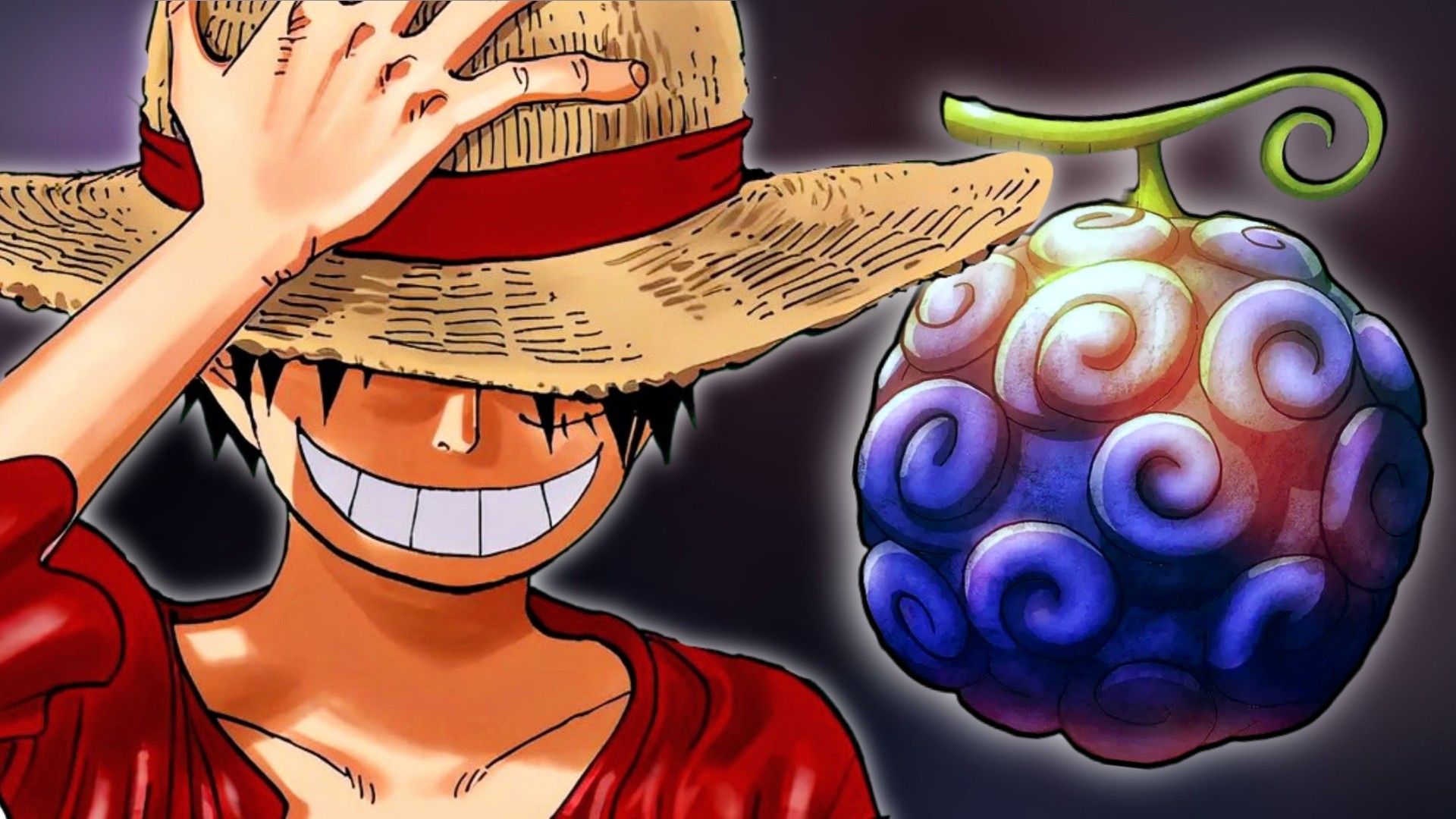 Picture of Monkey D. luffy next to Gomu Gomu no Mi from One Piece