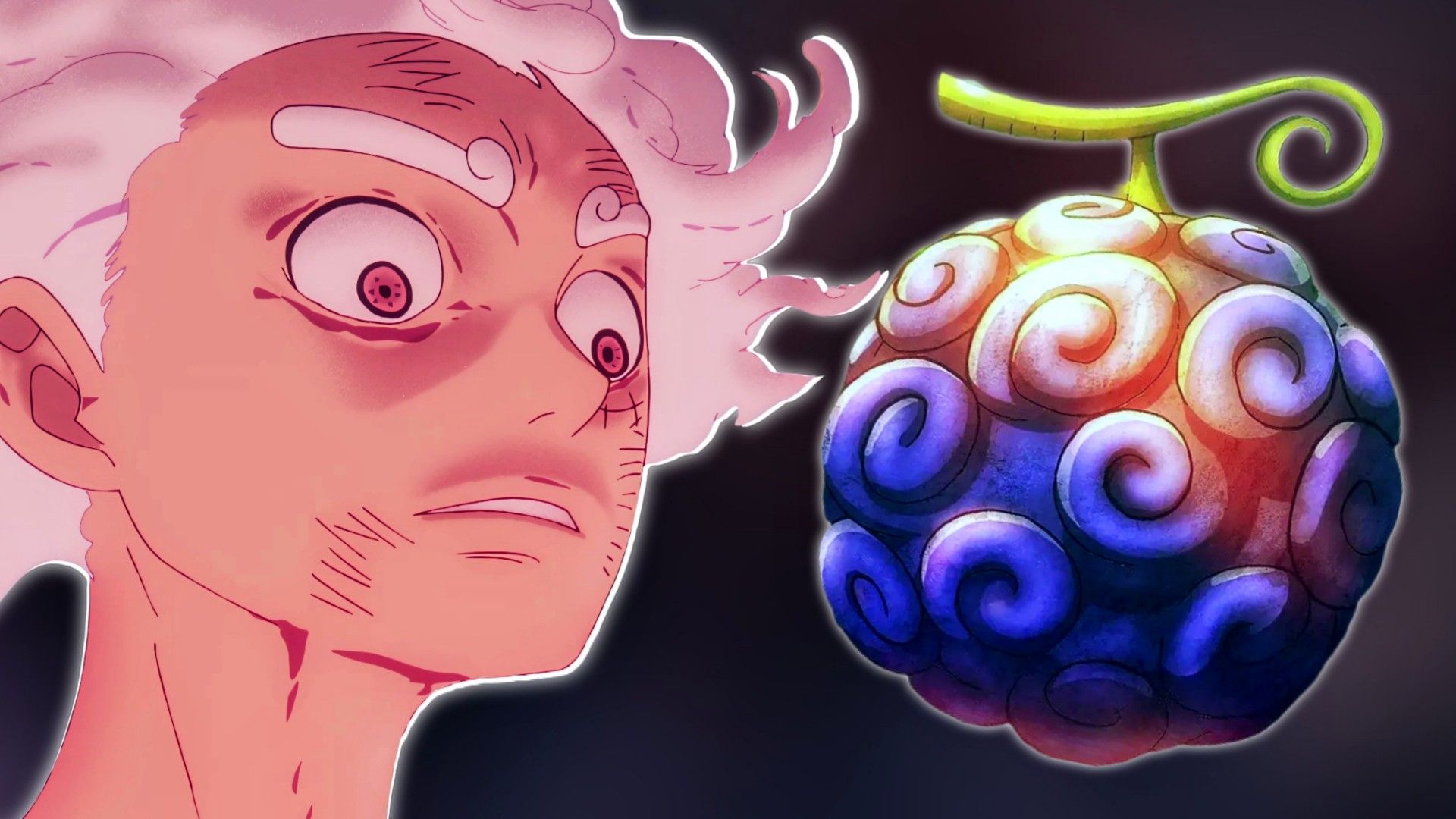 Image of Monkey D. Luffy next to his legendary Joan Devil Fall Hito Hito no Mi, Model: Nika as he prepares for his final transformation