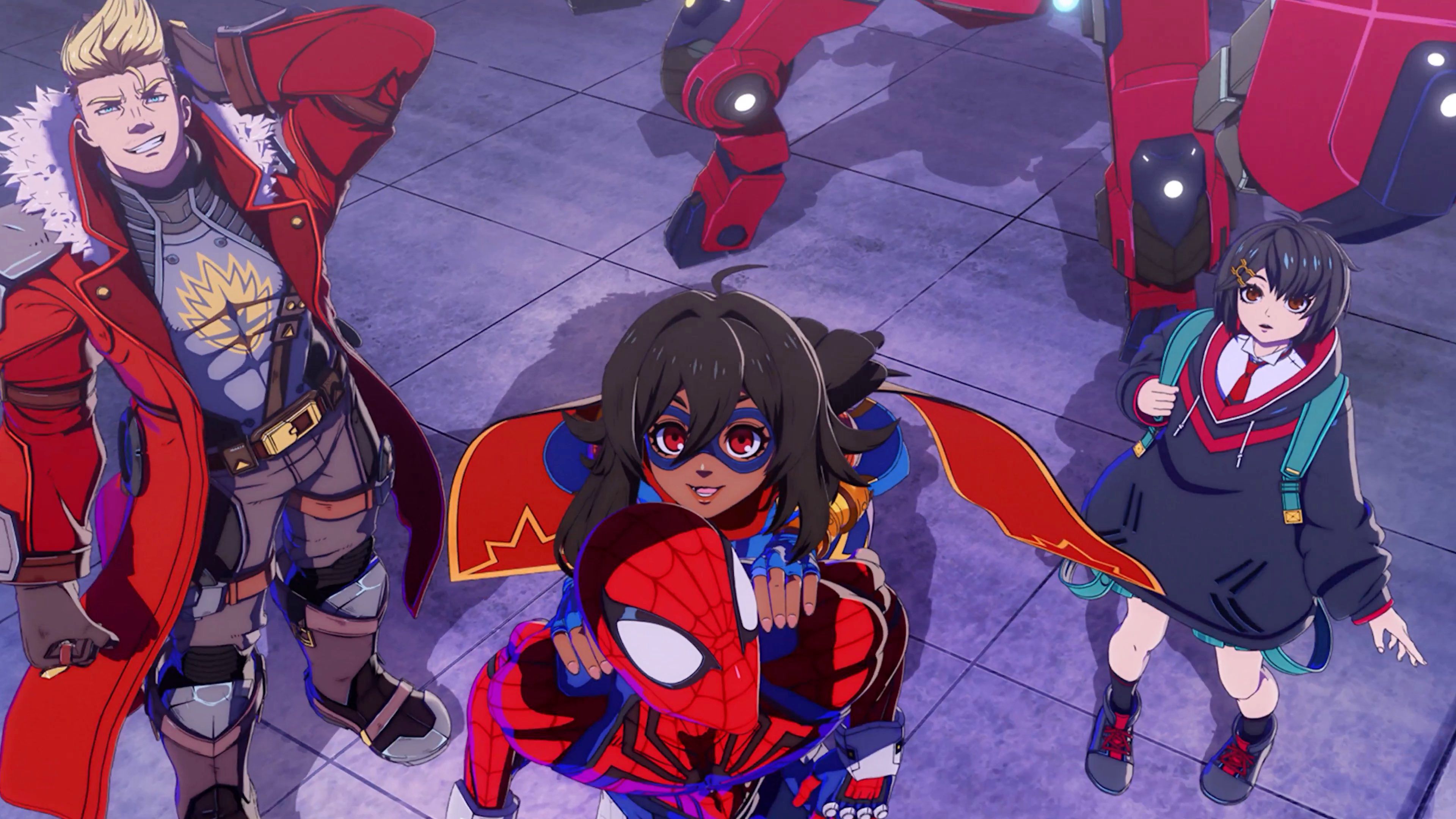 Marvel Tokon Fighting Souls Anime Opening Screenshot featuring Ms. Marvel and Spider-Man