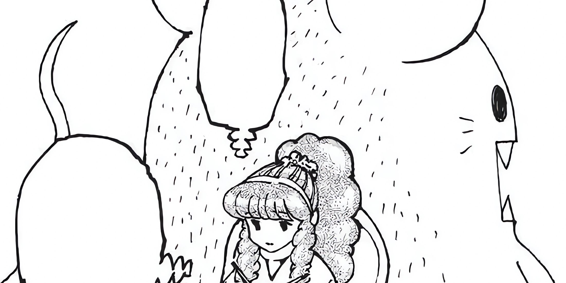 Momoze and her Nen Beast sitting together.