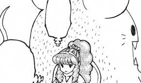 Momoze and her Nen Beast sitting together.