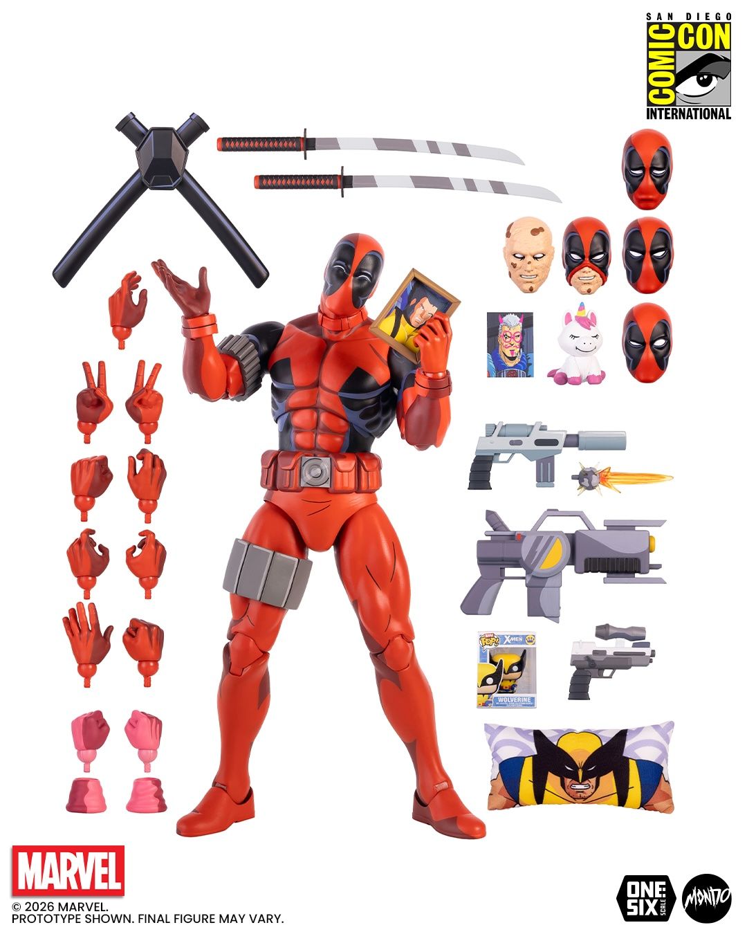 mondo deadpool figure - all accessories