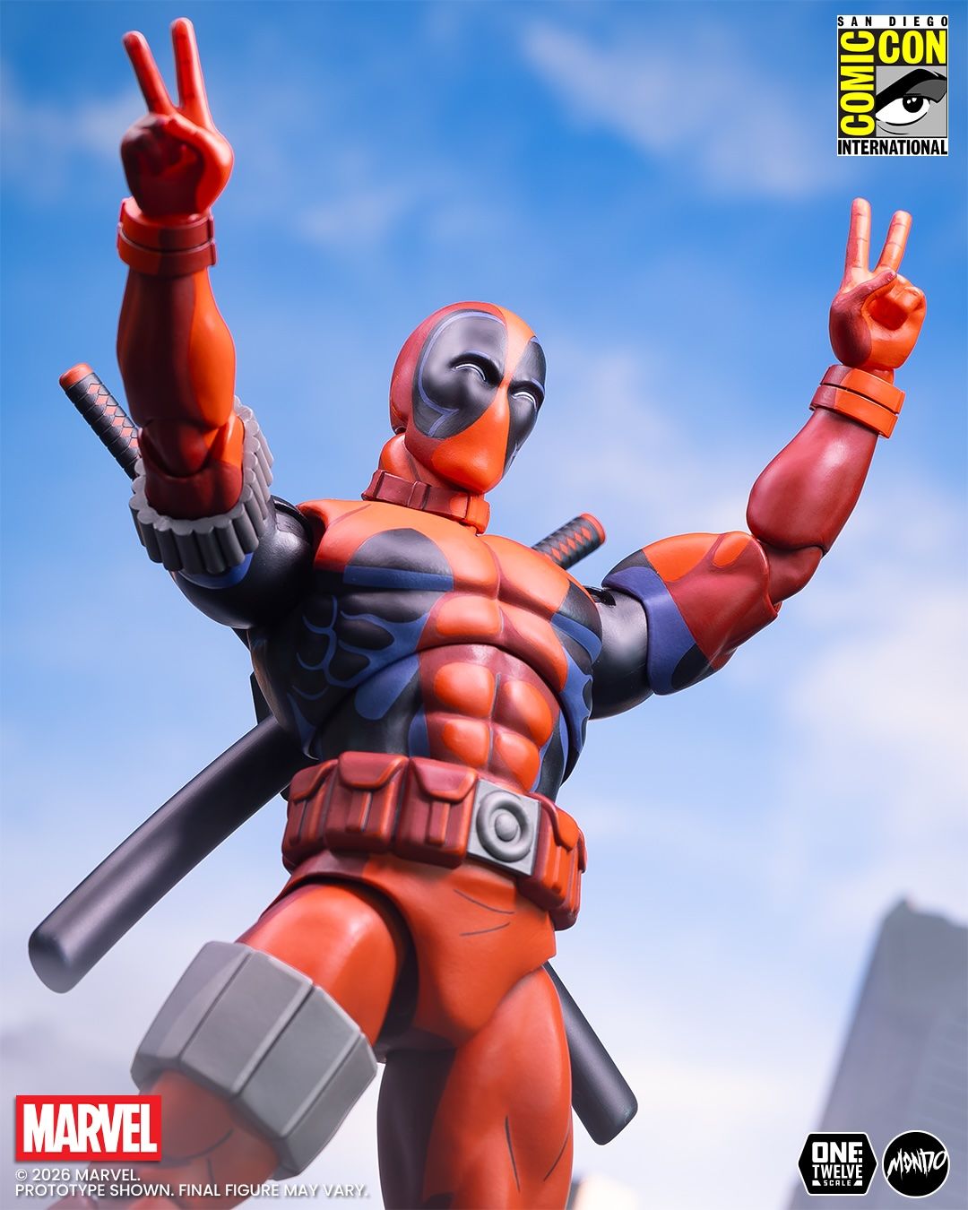 mondo deadpool figure - double peace signs