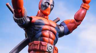 mondo deadpool figure - double peace signs