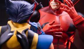 mondo deadpool figure - half unmasked