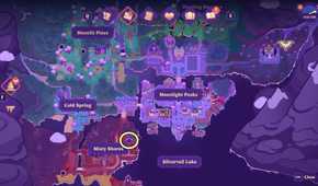 Ambrosia Graveyard on the map in Moonlight Peaks.