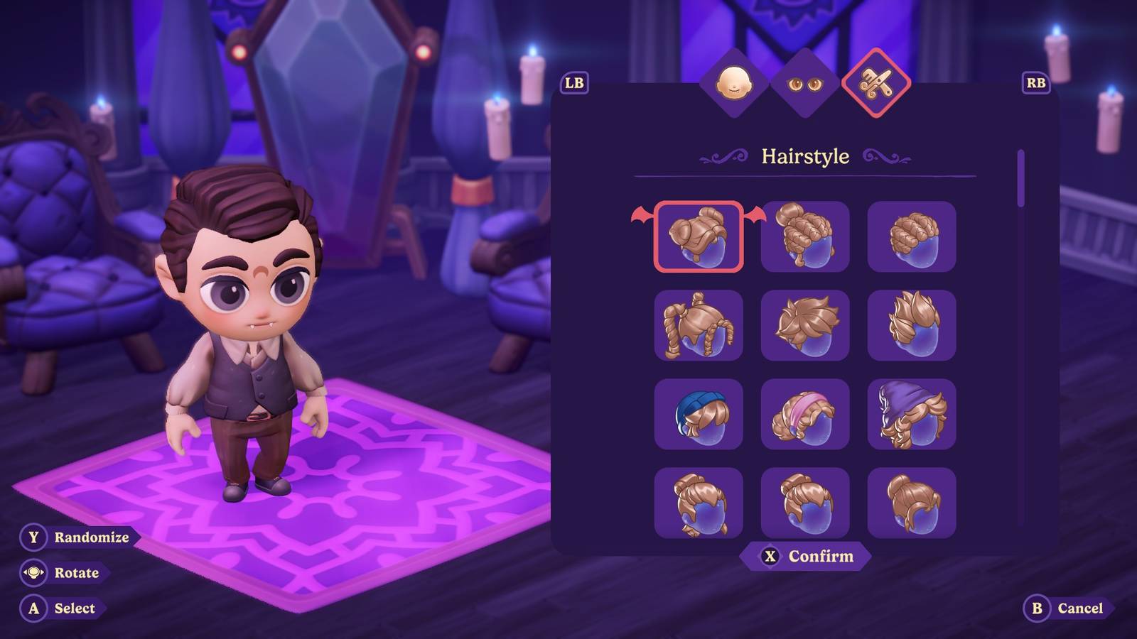Changing a characters hairstyle in Moonlight Peaks.