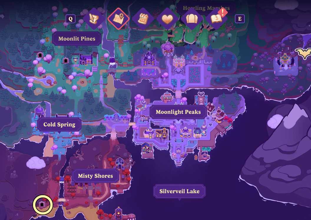 Cave of Echoes on the map in Moonlight Peaks.