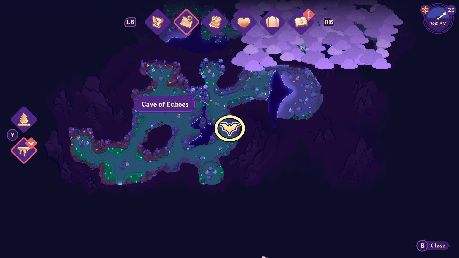 Clue #4 on the map of the Cave of Echoes in Moonlight Peaks.