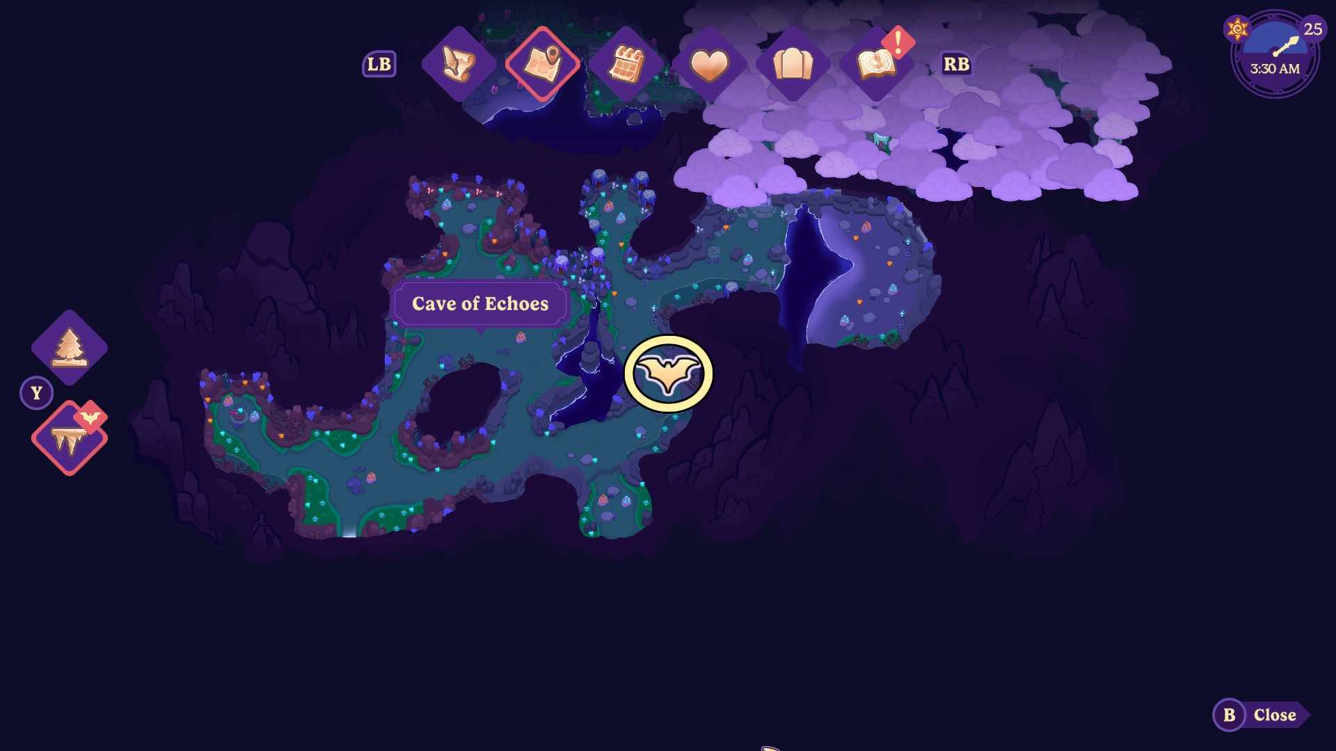Clue #4 on the map of the Cave of Echoes in Moonlight Peaks.