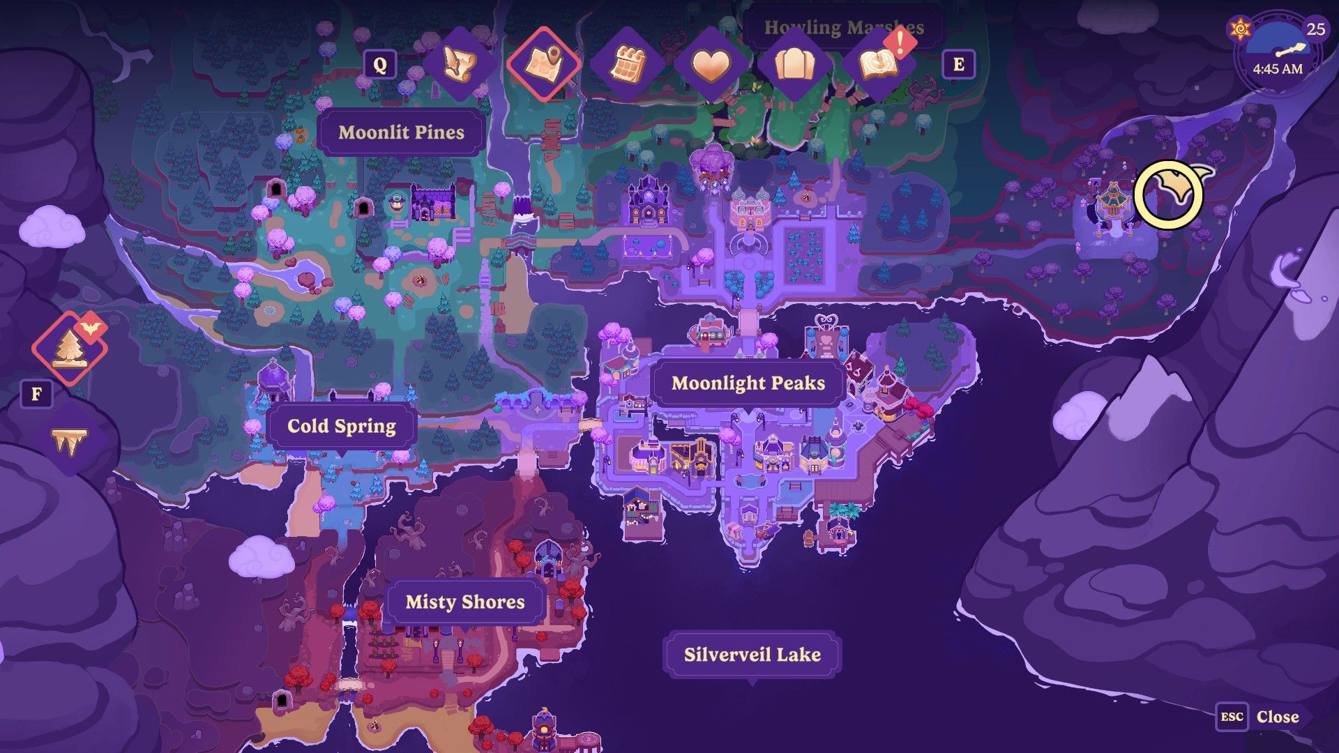 Khazan Temple marked on the map in Moonlight Peaks.