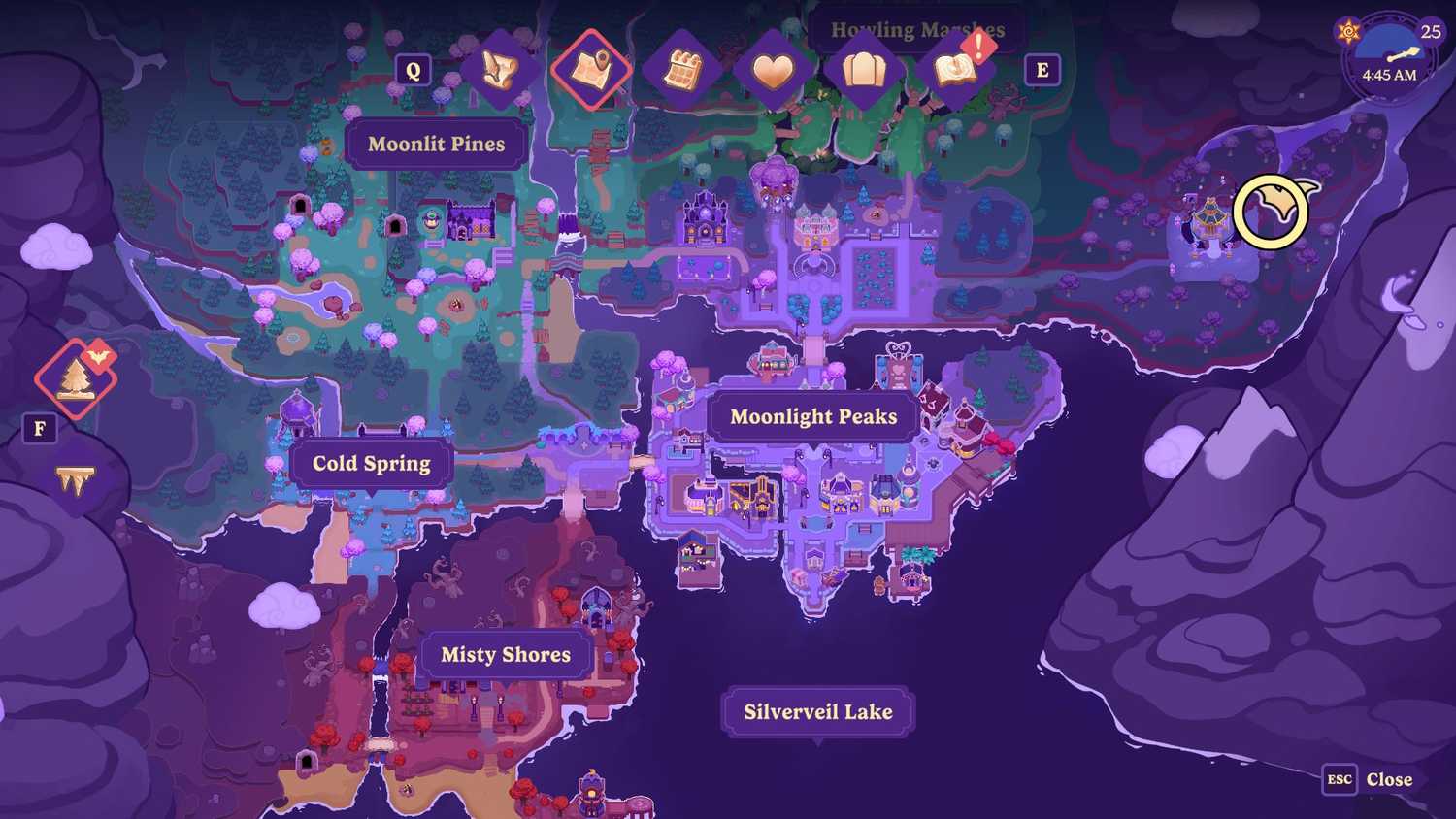 Khazan Temple marked on the map in Moonlight Peaks.