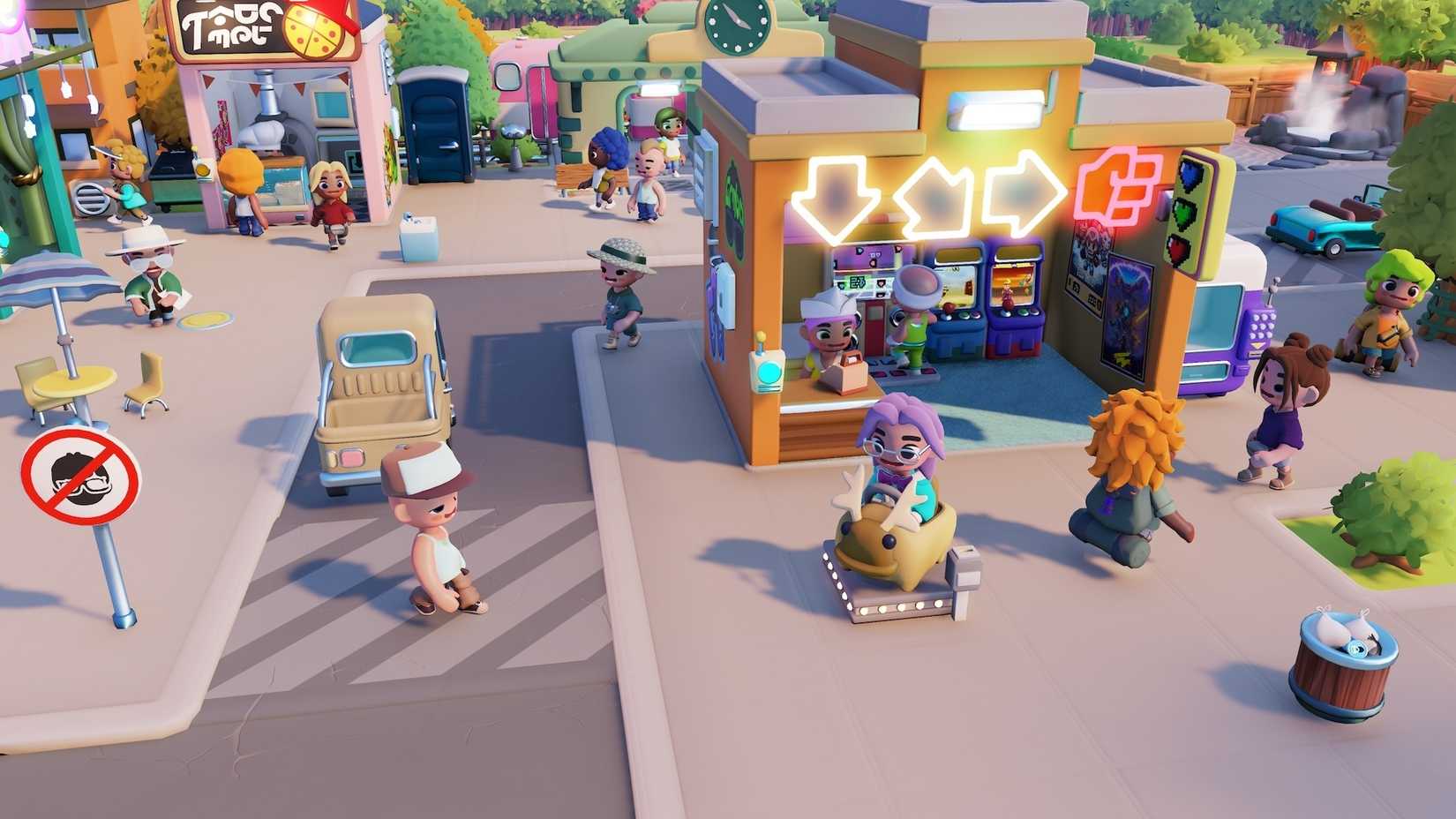 the go-go town main area with shops and new citizens.